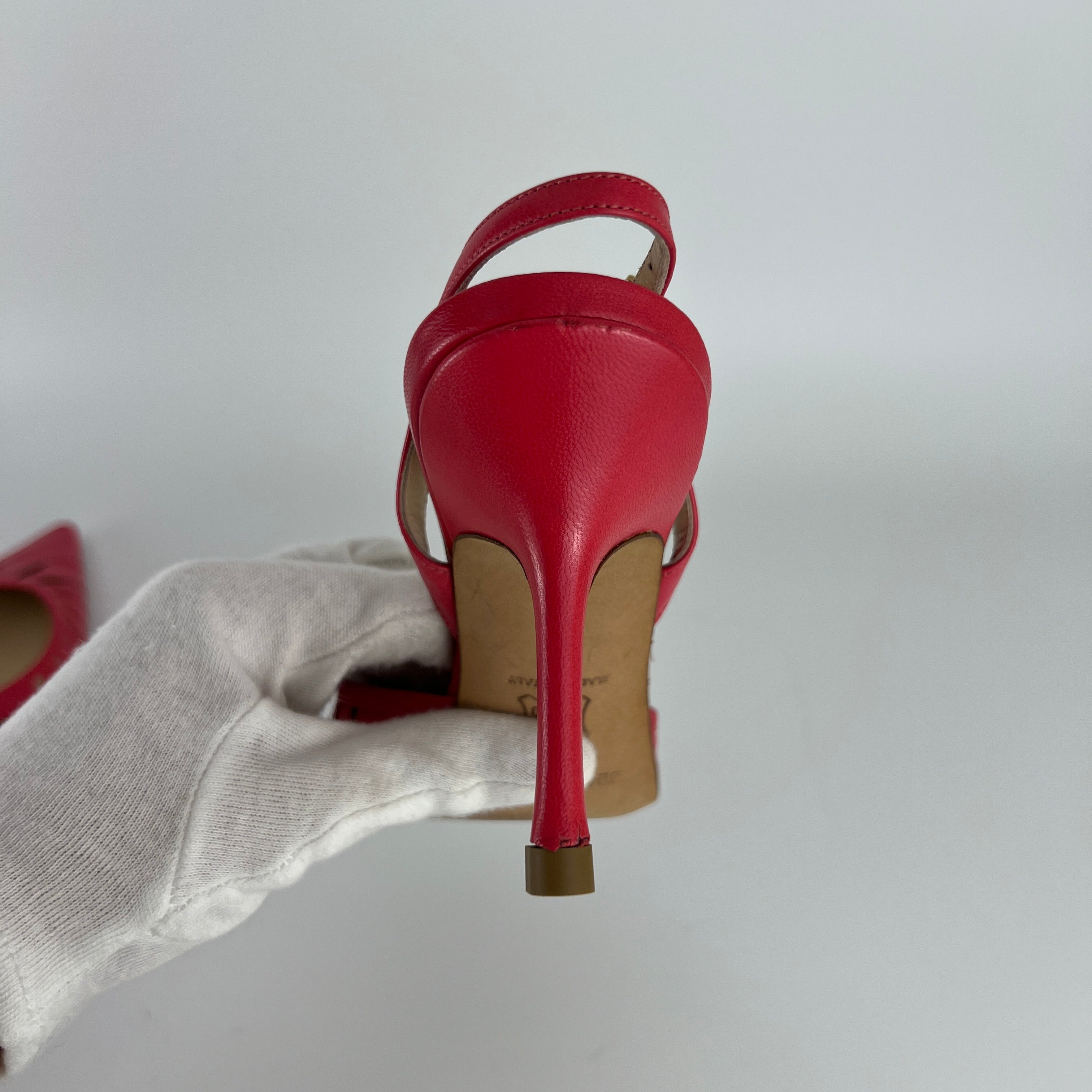 Jimmy Choo | Pink Leather Cut-Out Slingback Stiletto Heels (36)