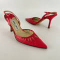 Jimmy Choo | Pink Leather Cut-Out Slingback Stiletto Heels (36)