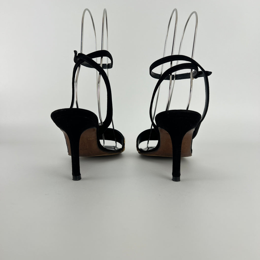 Dior | Vintage Leopard Print Calf Hair Ankle Wrap Sandal Heels (37.5)