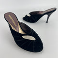 Armani | Black Velvet Crystal Brooch Slide Mules (36)