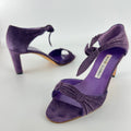 Manolo Blahnik | Purple Suede Leather Ankle Tie Closure Open Toe Pumps (35.5)