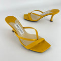 Jimmy Choo | Maelie 70 Yellow Leather Thong Strappy Sandal Mules (35.5)