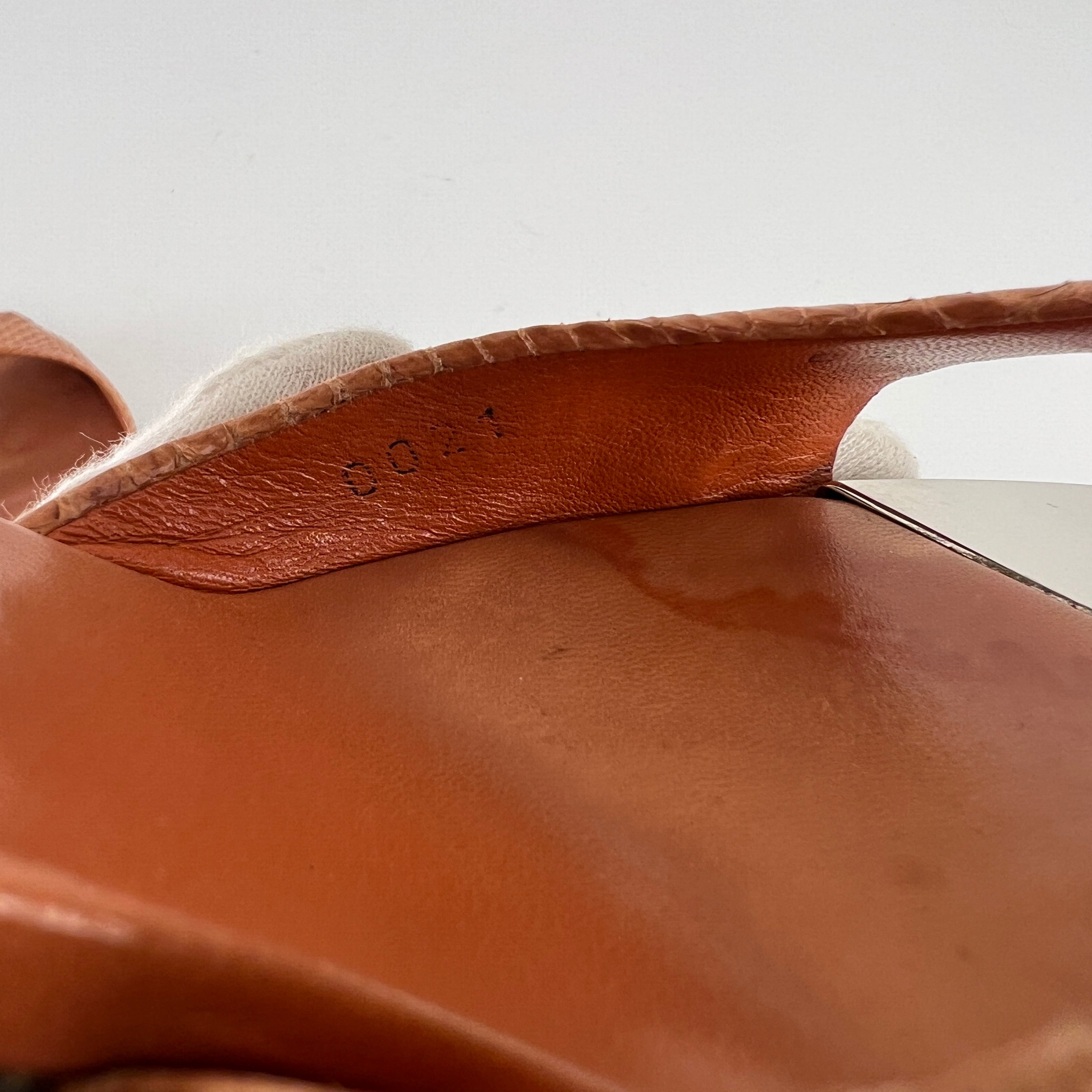 Louis Vuitton | Orange Python Leather Silver Mirror Slide Mules (36.5)
