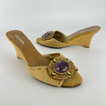 Prada | Vintage Burlap Purple Gem Wedge Mules (37.5)