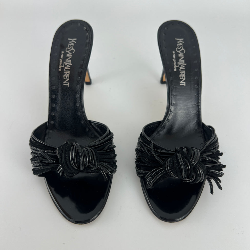YSL | Black Leather Knot Slide Mules (36.5)