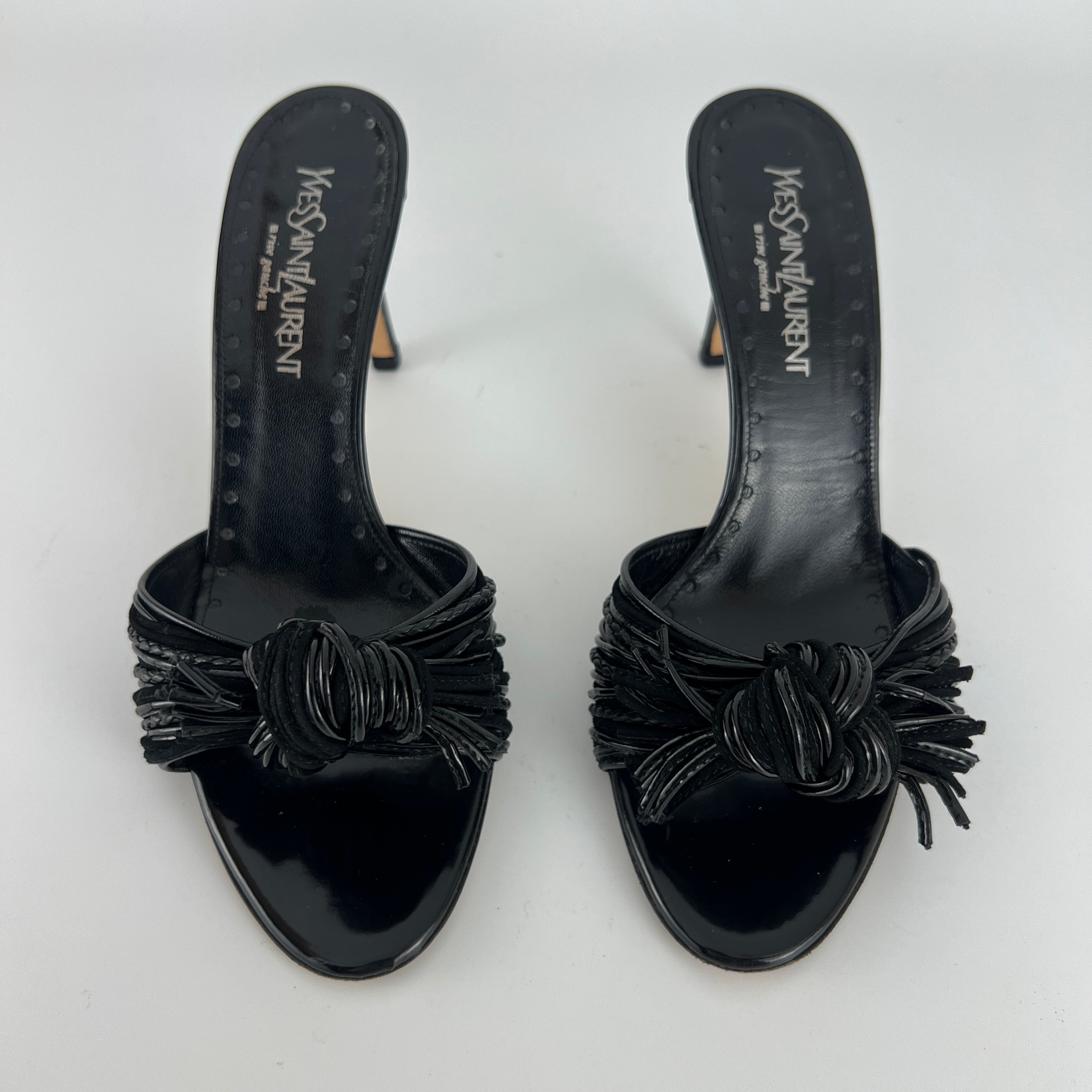 YSL | Black Leather Knot Slide Mules (36.5)