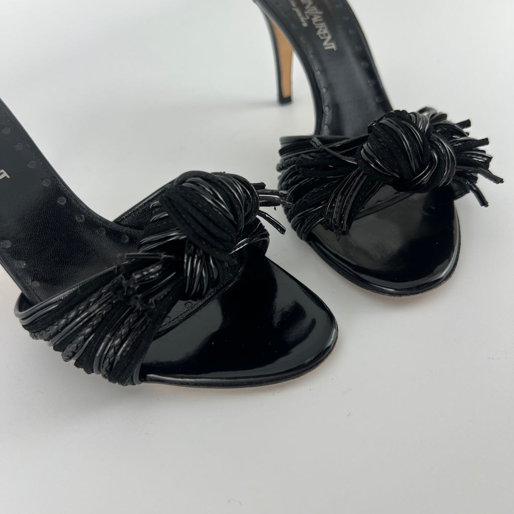 YSL | Black Leather Knot Slide Mules (36.5)