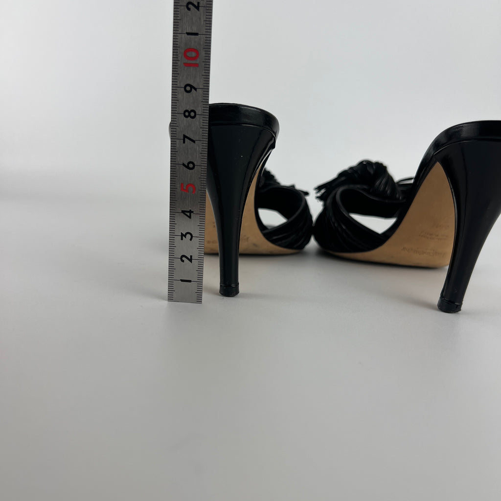 YSL | Black Leather Knot Slide Mules (36.5)