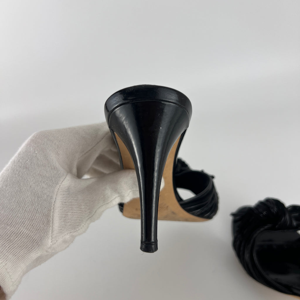 YSL | Black Leather Knot Slide Mules (36.5)