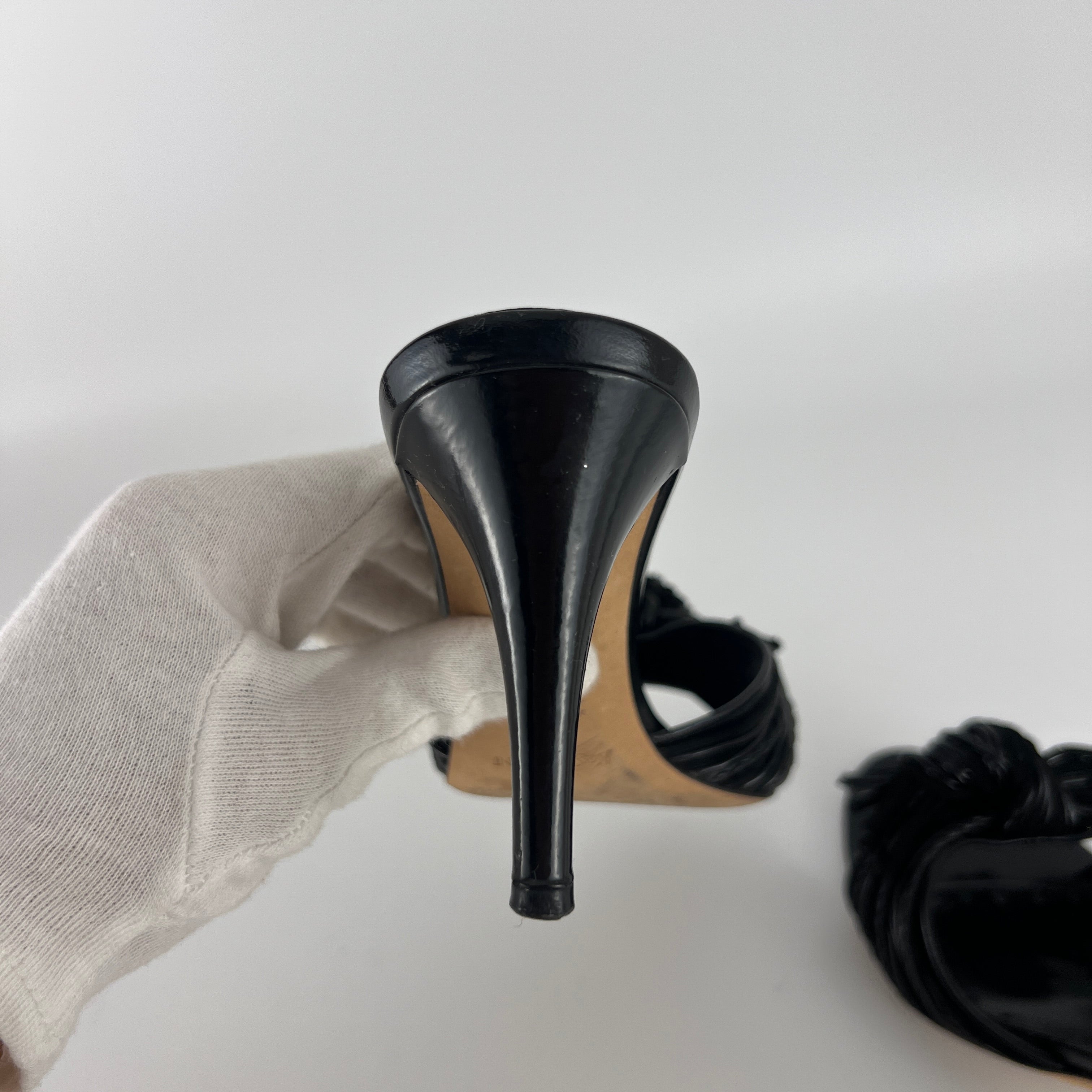 YSL | Black Leather Knot Slide Mules (36.5)