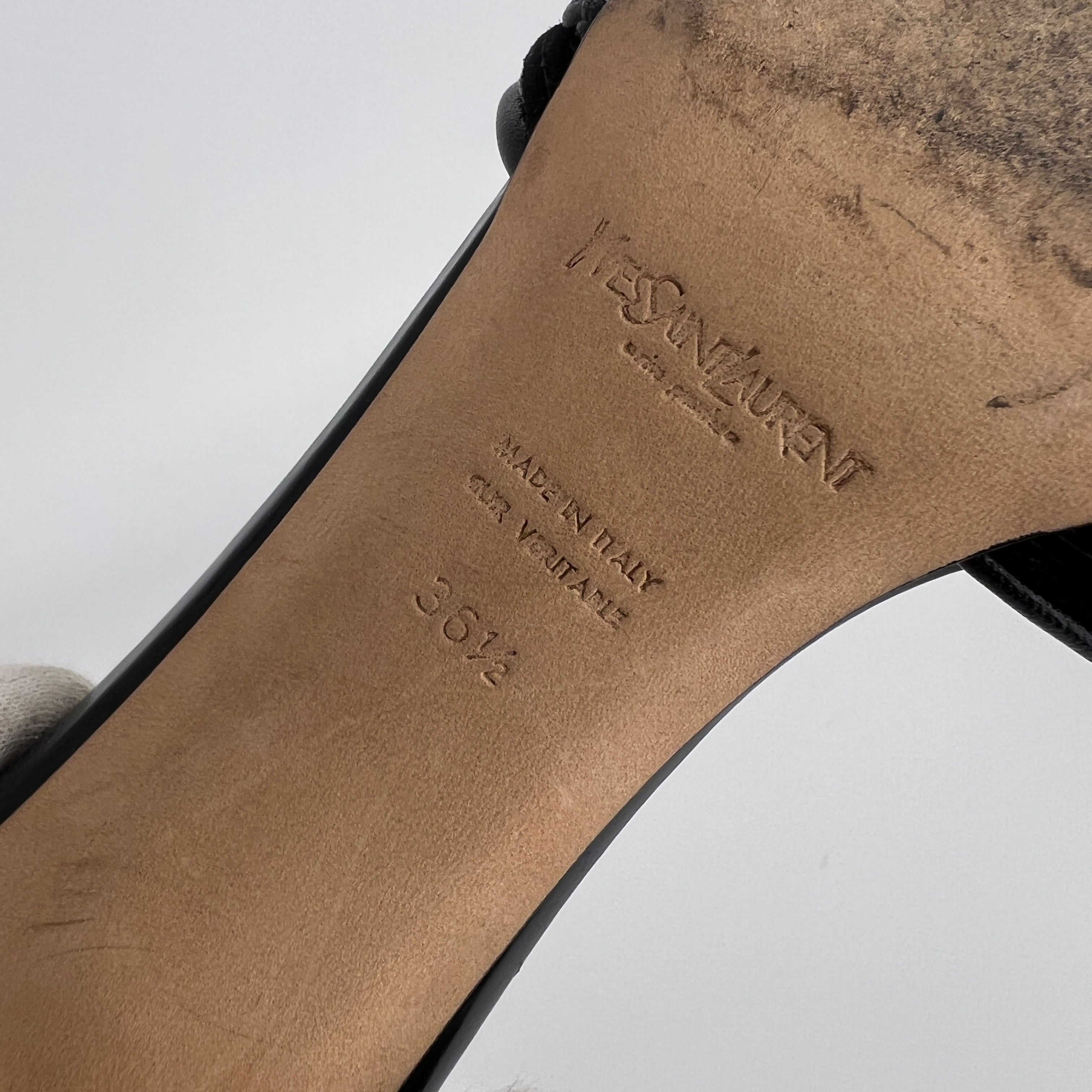 YSL | Black Leather Knot Slide Mules (36.5)