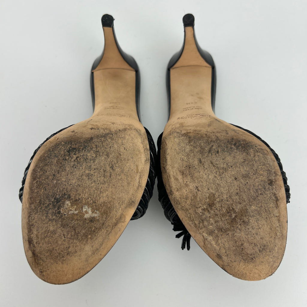 YSL | Black Leather Knot Slide Mules (36.5)