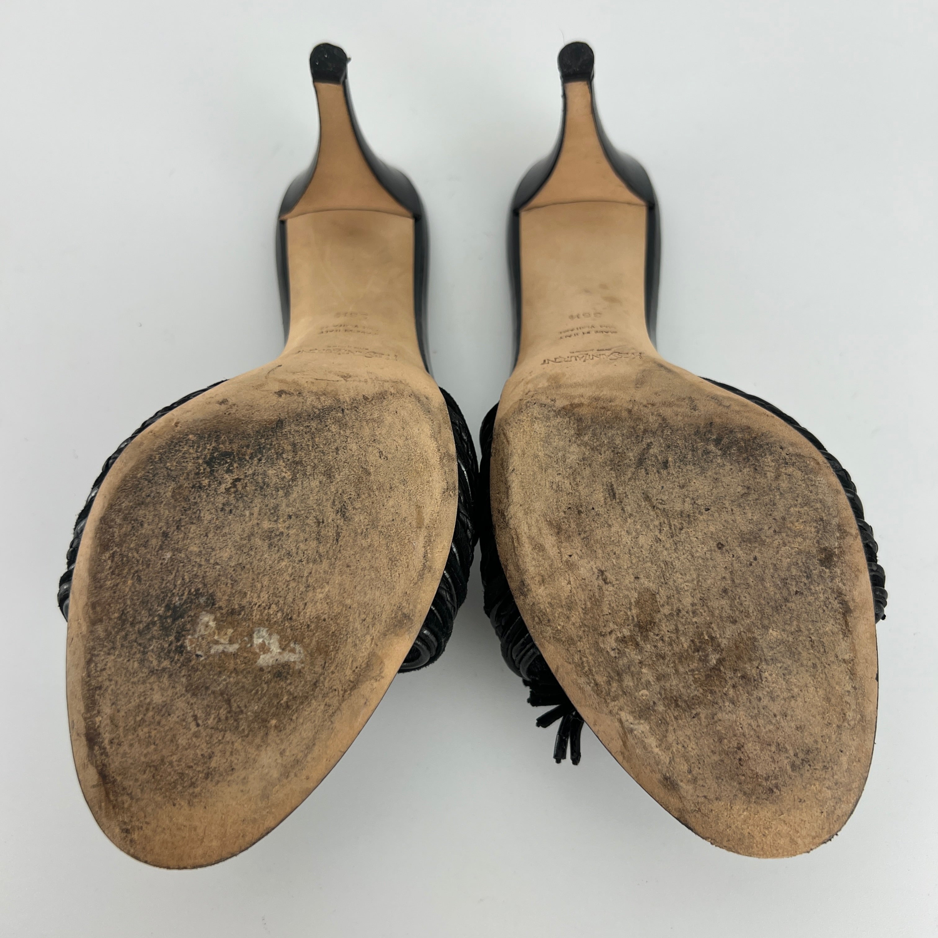 YSL | Black Leather Knot Slide Mules (36.5)