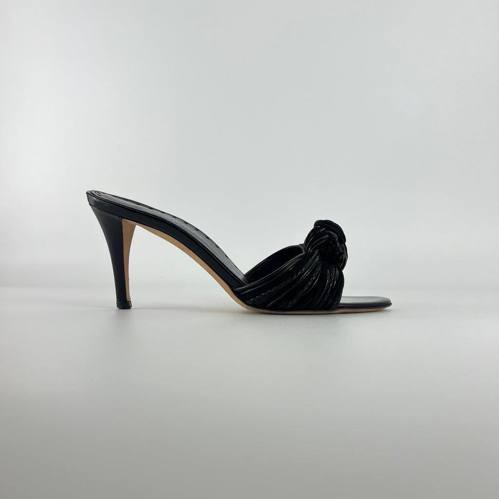YSL | Black Leather Knot Slide Mules (36.5)