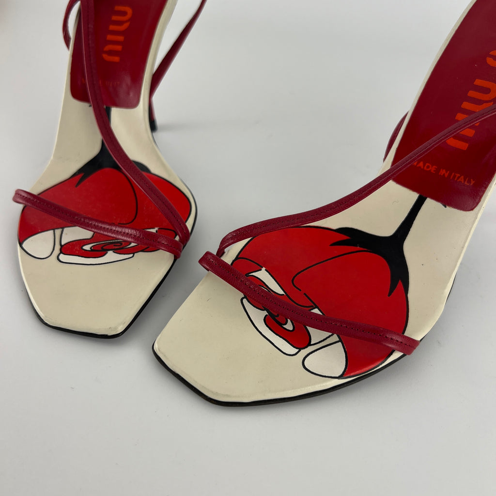 Miu Miu | Vintage Red Rose Strappy Leather Sandal Heels (36.5)