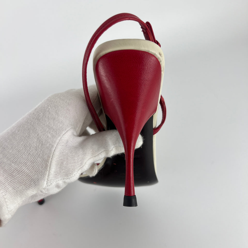 Miu Miu | Vintage Red Rose Strappy Leather Sandal Heels (36.5)