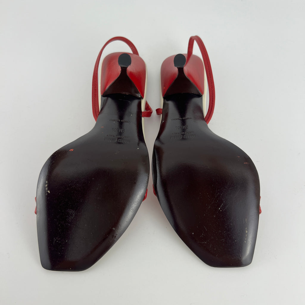 Miu Miu | Vintage Red Rose Strappy Leather Sandal Heels (36.5)
