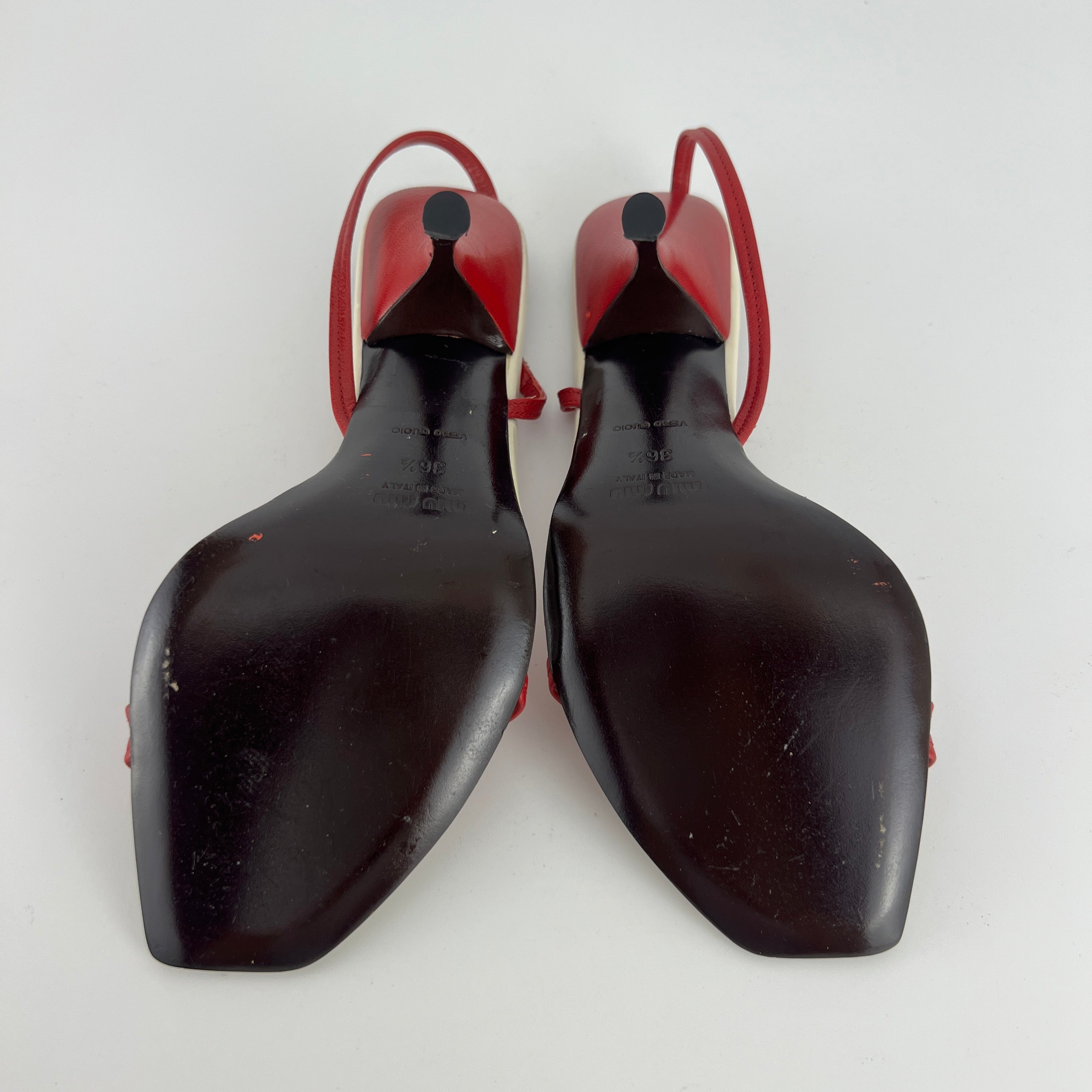Miu Miu | Vintage Red Rose Strappy Leather Sandal Heels (36.5)