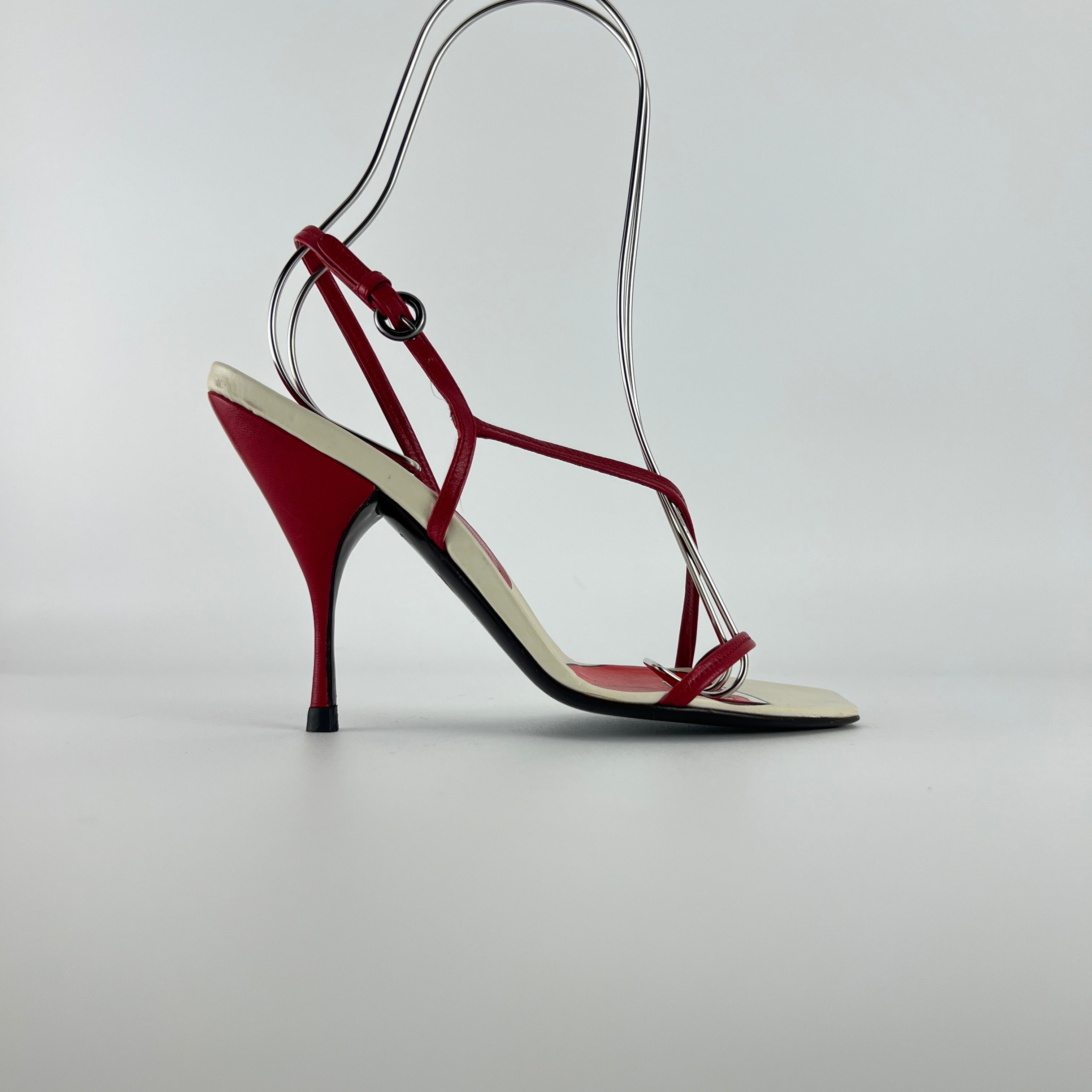 Miu Miu | Vintage Red Rose Strappy Leather Sandal Heels (36.5)
