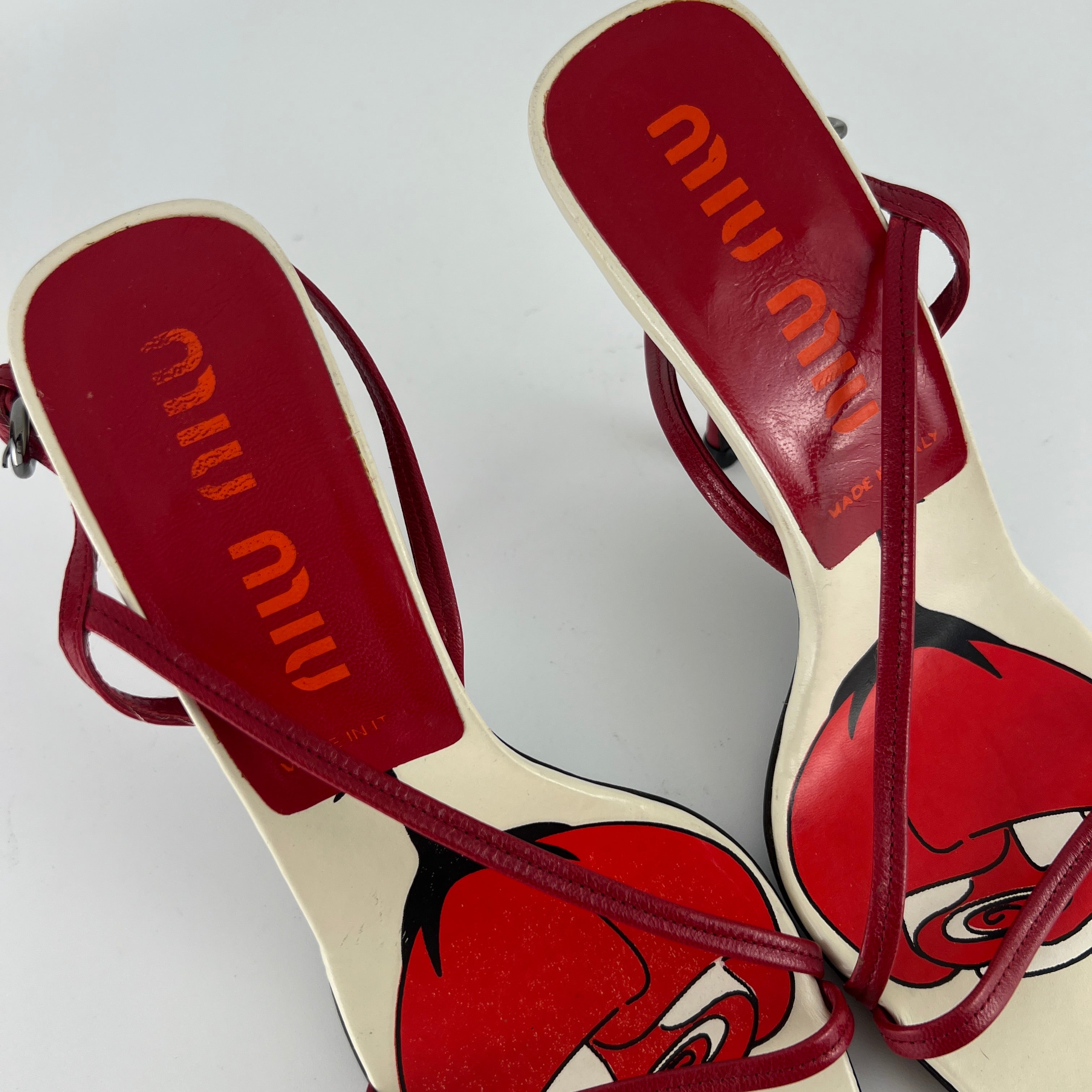 Miu Miu | Vintage Red Rose Strappy Leather Sandal Heels (36.5)