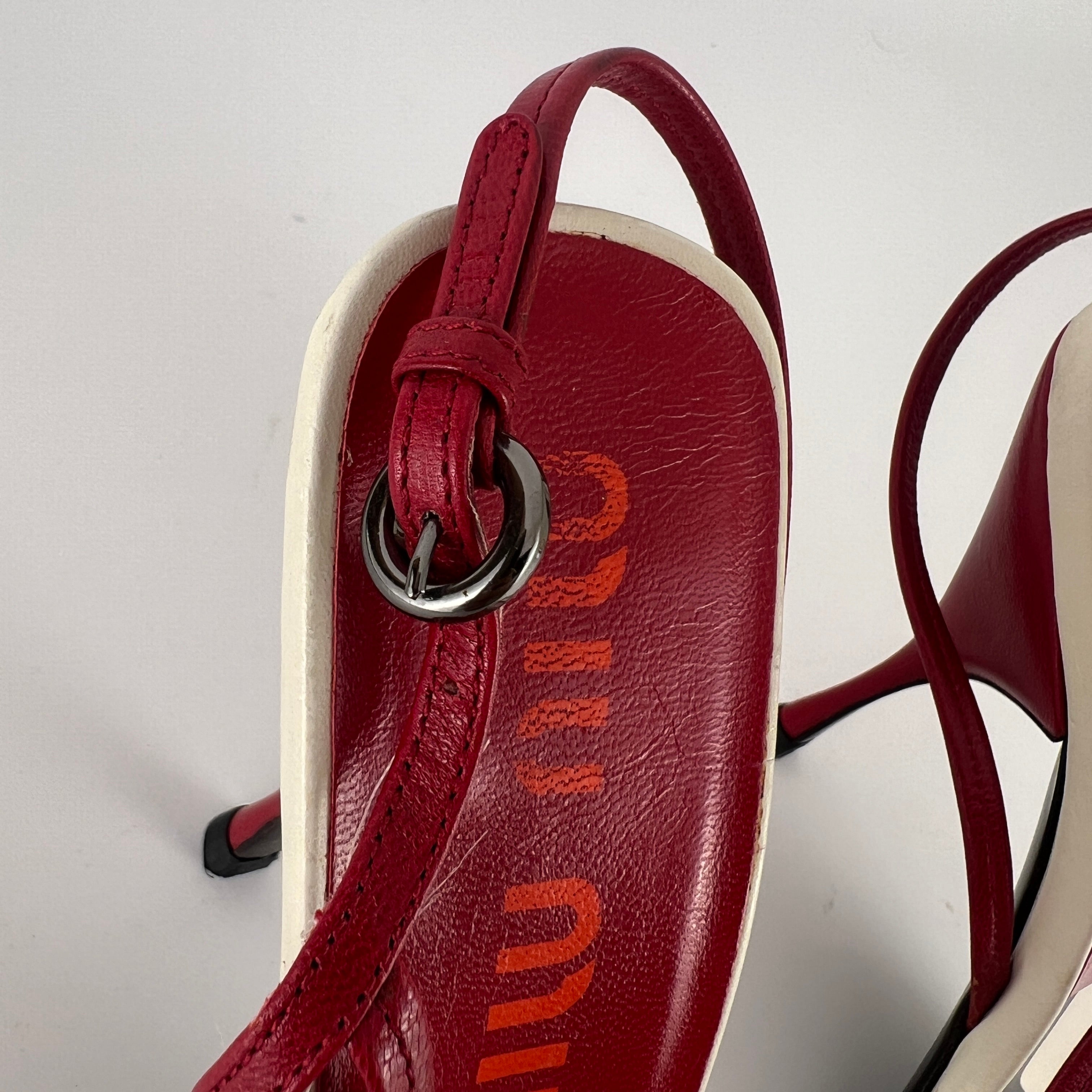 Miu Miu | Vintage Red Rose Strappy Leather Sandal Heels (36.5)