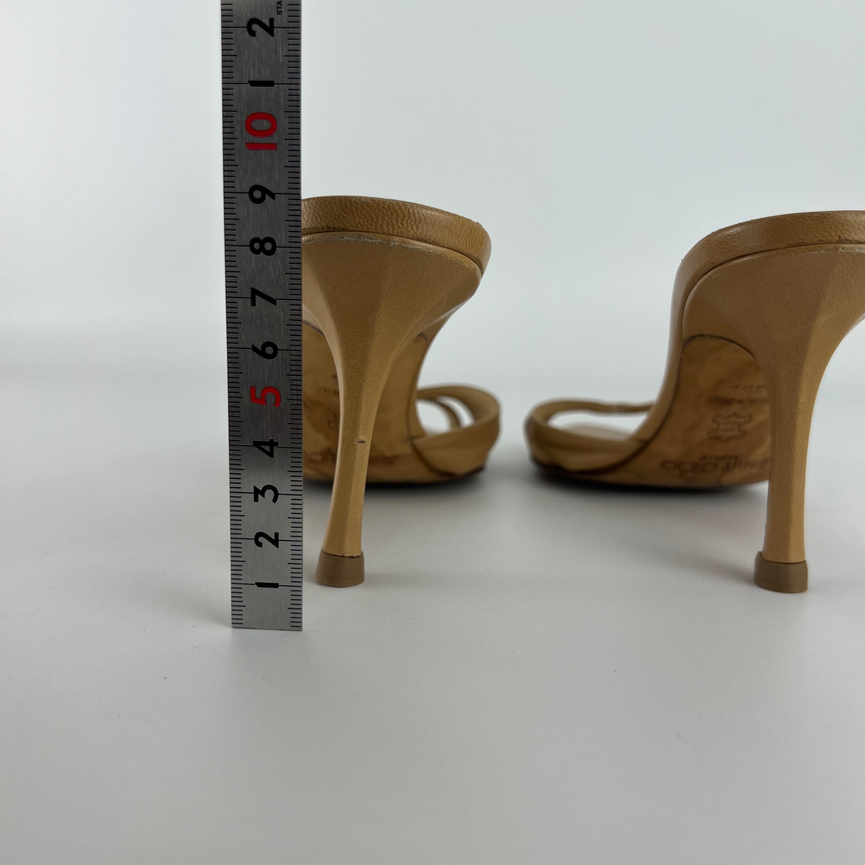 Jimmy Choo | Nude Leather Pointed Toe Strappy Slide Mules (36.5)