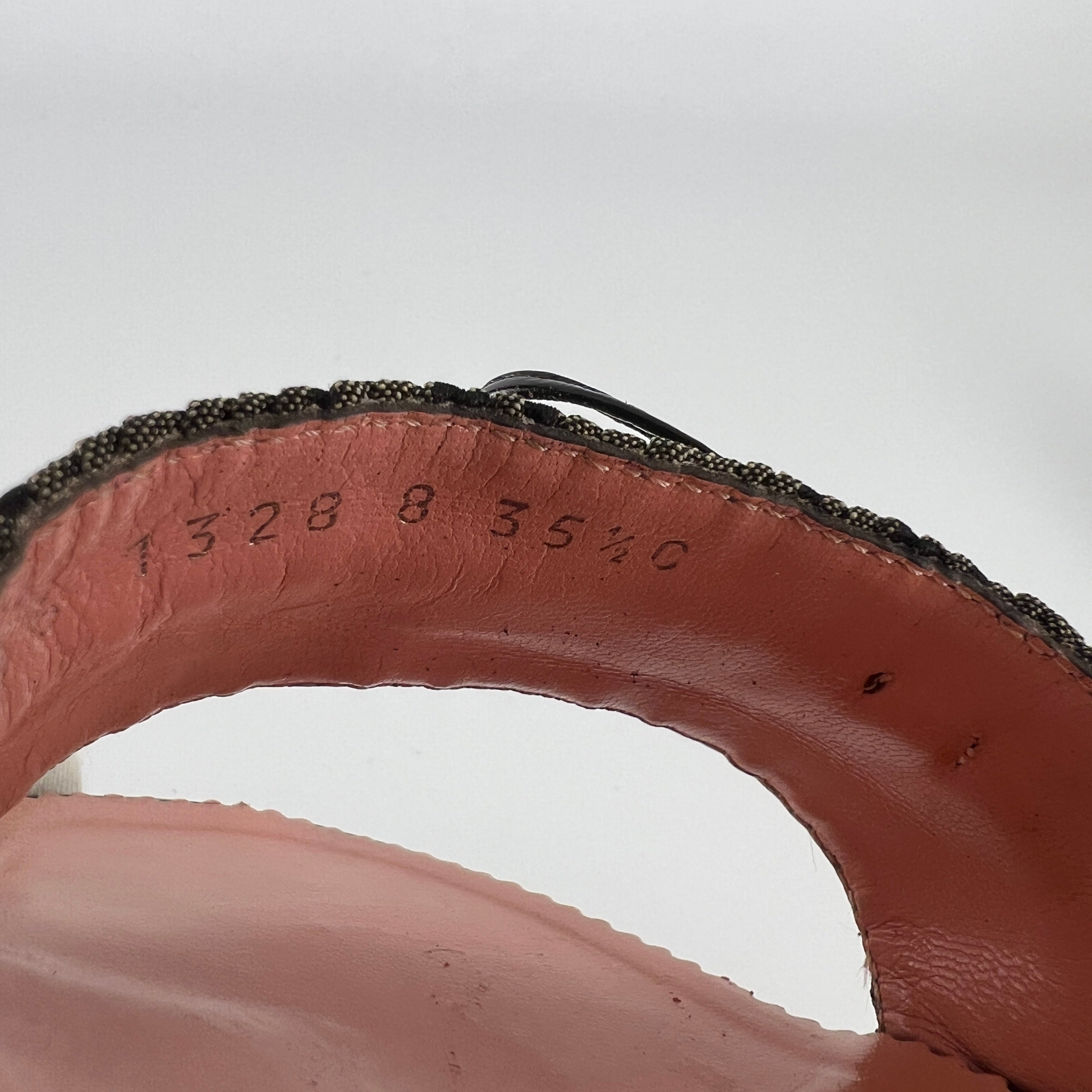Gucci | Vintage GG Monogram Brown Bow Pink Leather Insole Slide Mules (35.5)