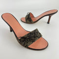 Gucci | Vintage GG Monogram Brown Bow Pink Leather Insole Slide Mules (35.5)