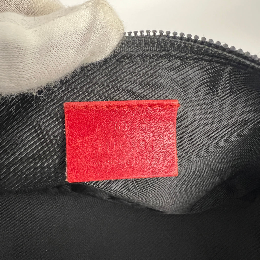 Gucci | Tom Ford Era Boat Pochette GG Monogram Beige Canvas Red Leather Bag