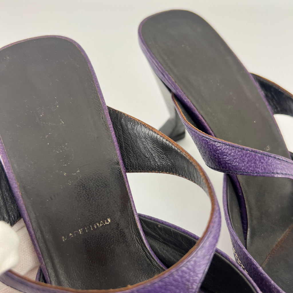 Prada | Archival Pointed Toe Purple Vintage Mid Heel Flower Mules (37)