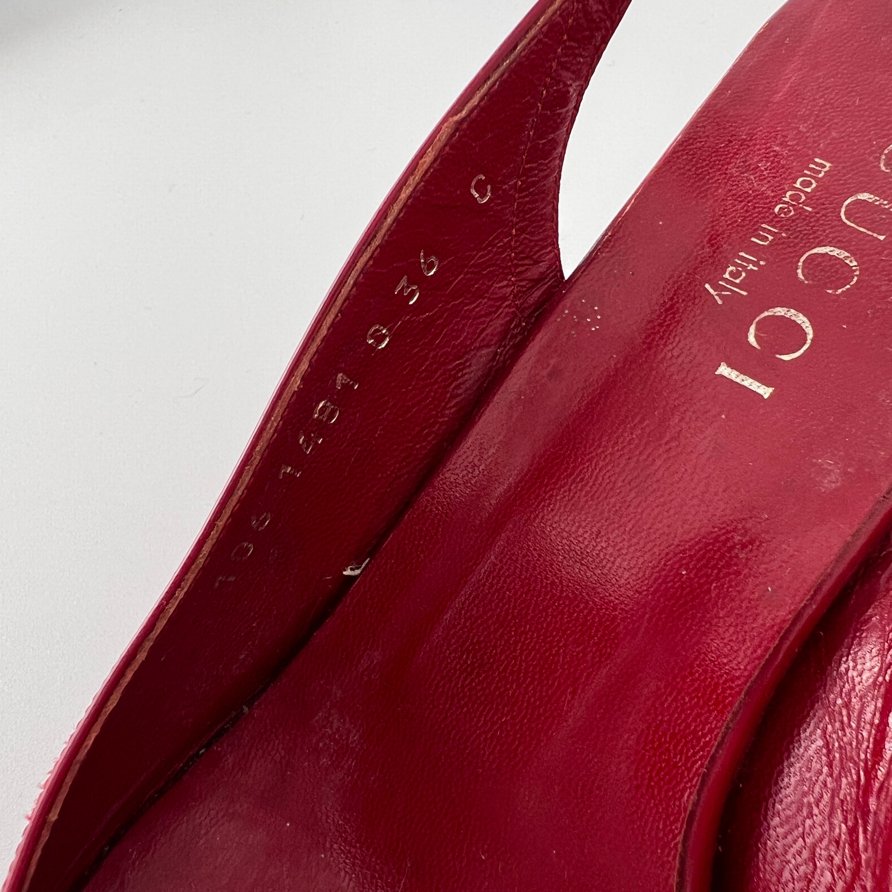 Gucci | Tom Ford Era Red Patent Leather PVC Slingback Sculpted Heel Y2K (36)