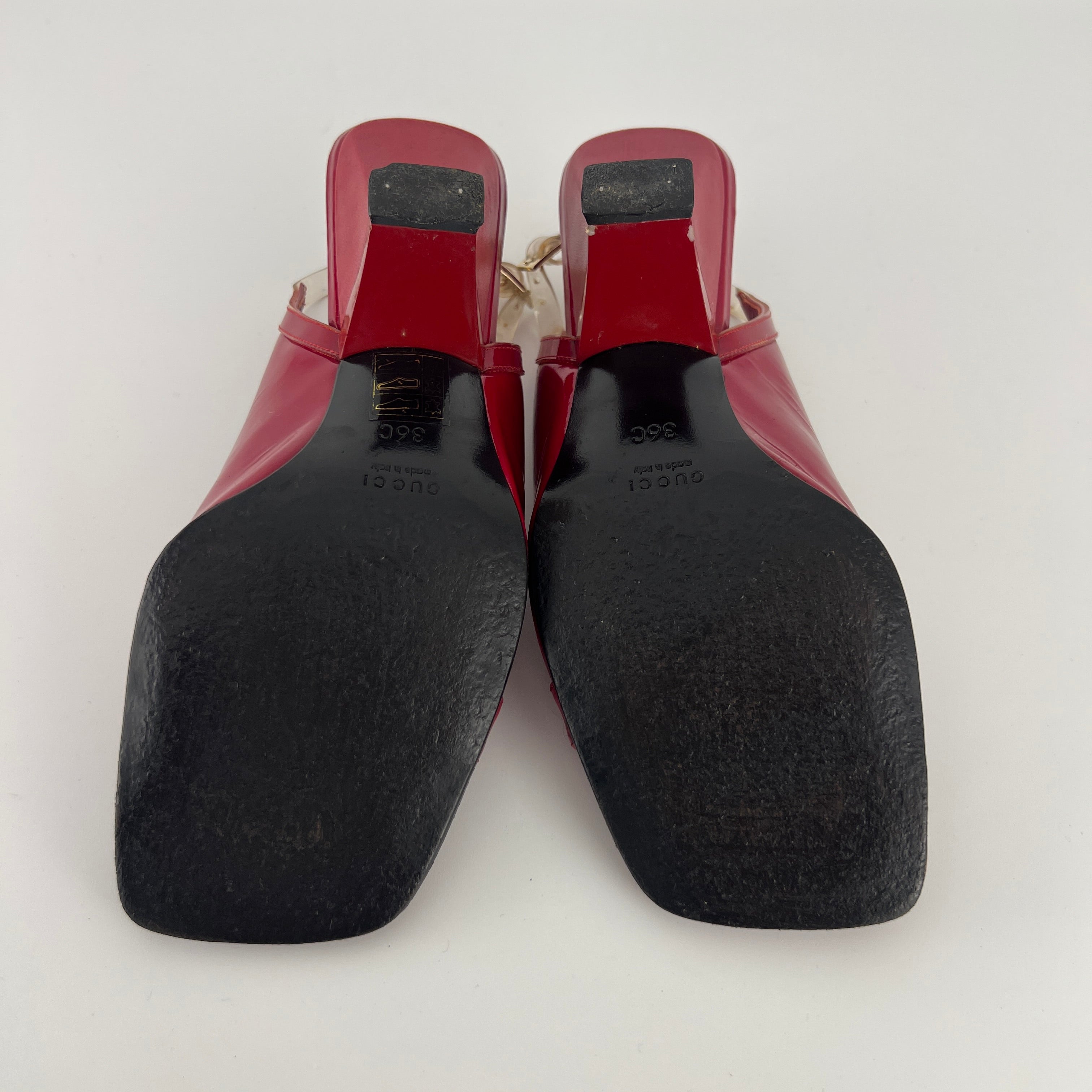 Gucci | Tom Ford Era Red Patent Leather PVC Slingback Sculpted Heel Y2K (36)