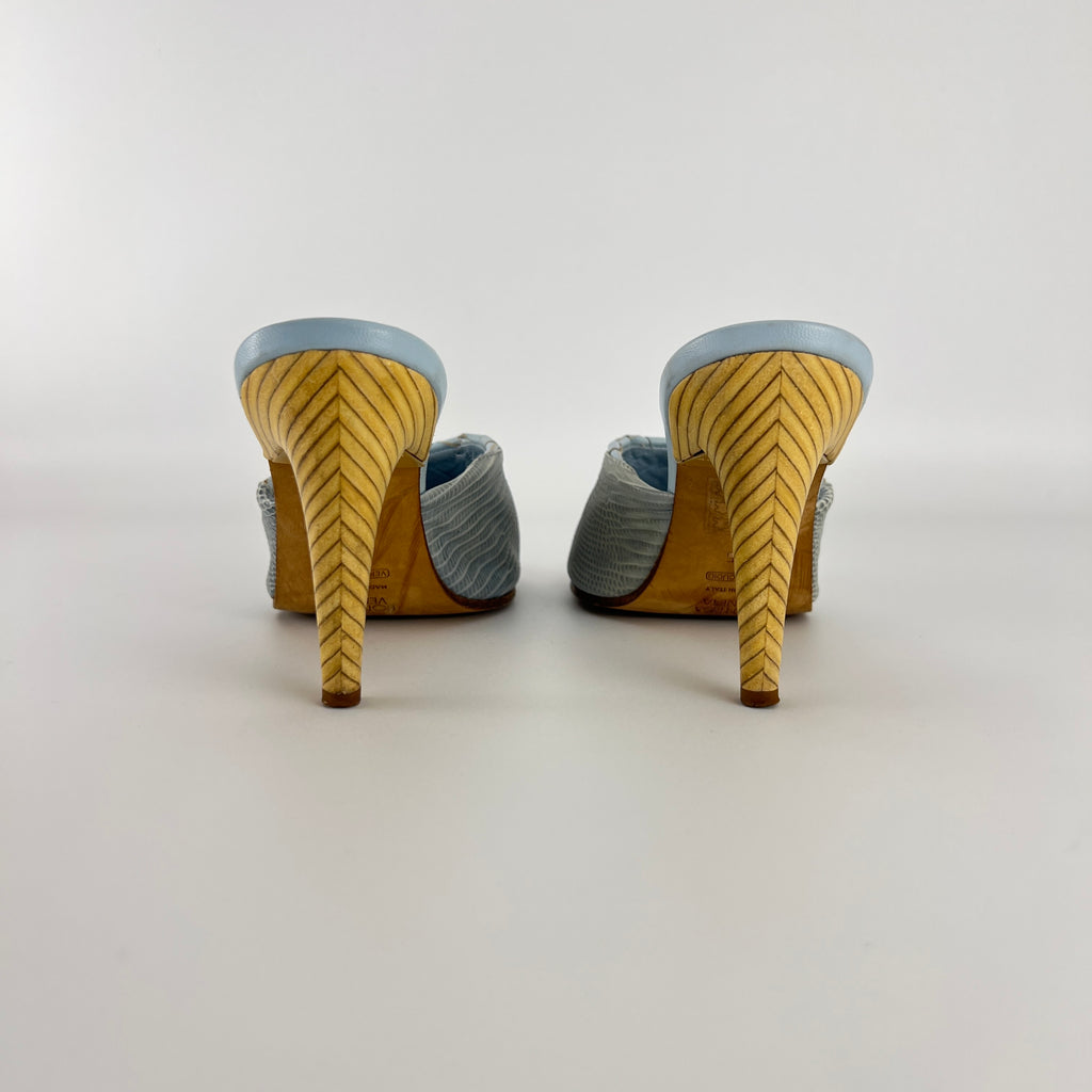 Bottega Veneta | Intrecciato Ice Blue Exotic Leather Slide Sandal Mules (35)