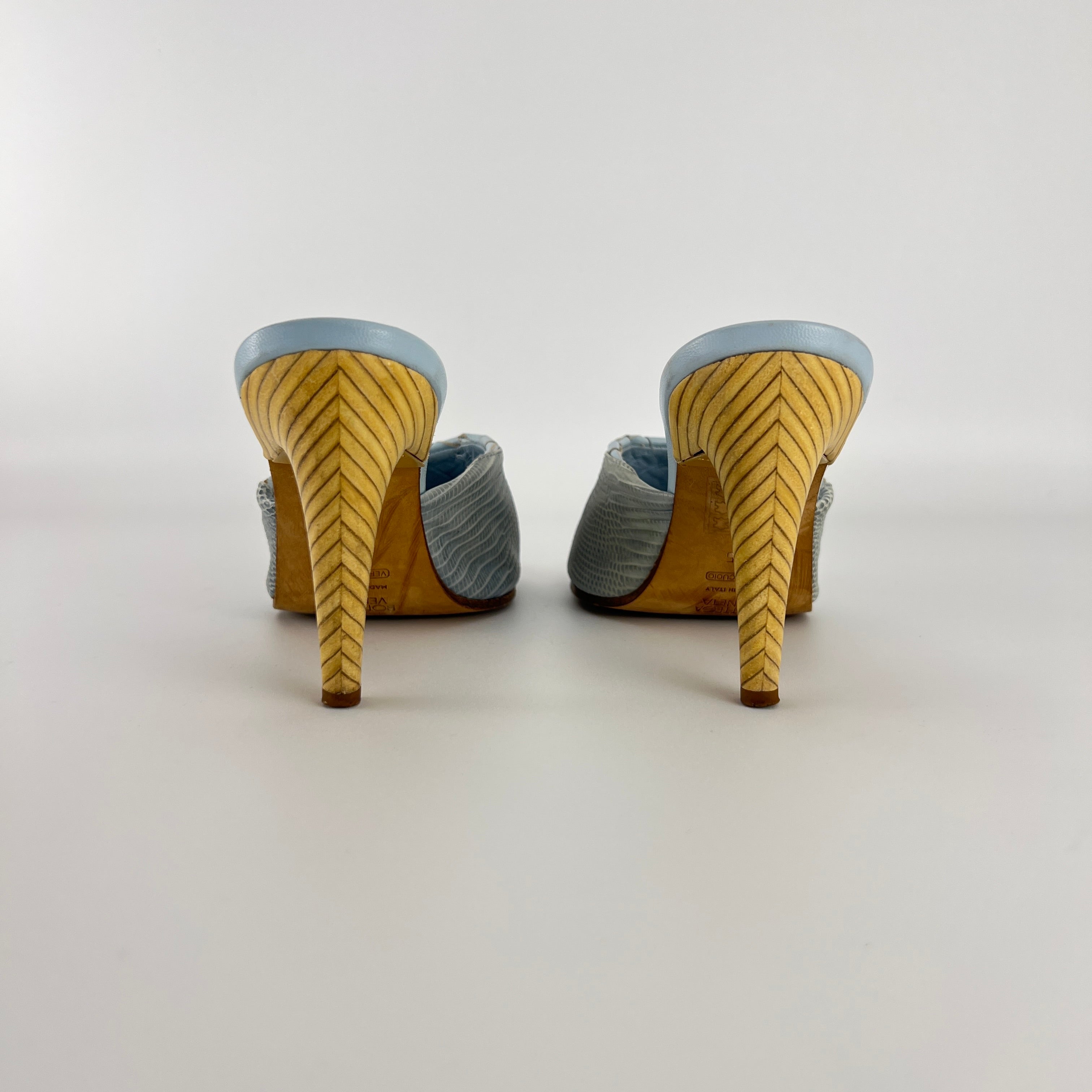 Bottega Veneta | Intrecciato Ice Blue Exotic Leather Slide Sandal Mules (35)