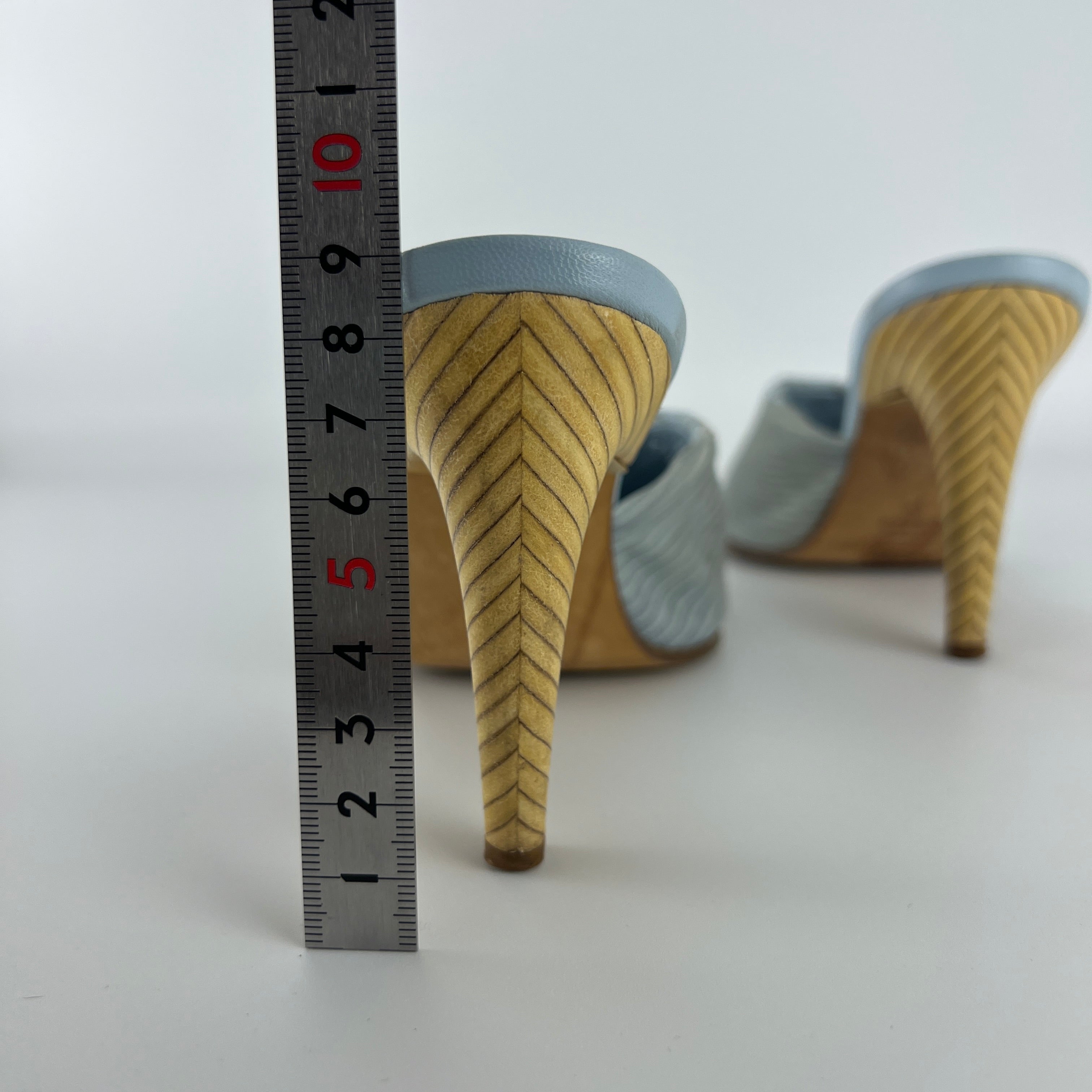 Bottega Veneta | Intrecciato Ice Blue Exotic Leather Slide Sandal Mules (35)