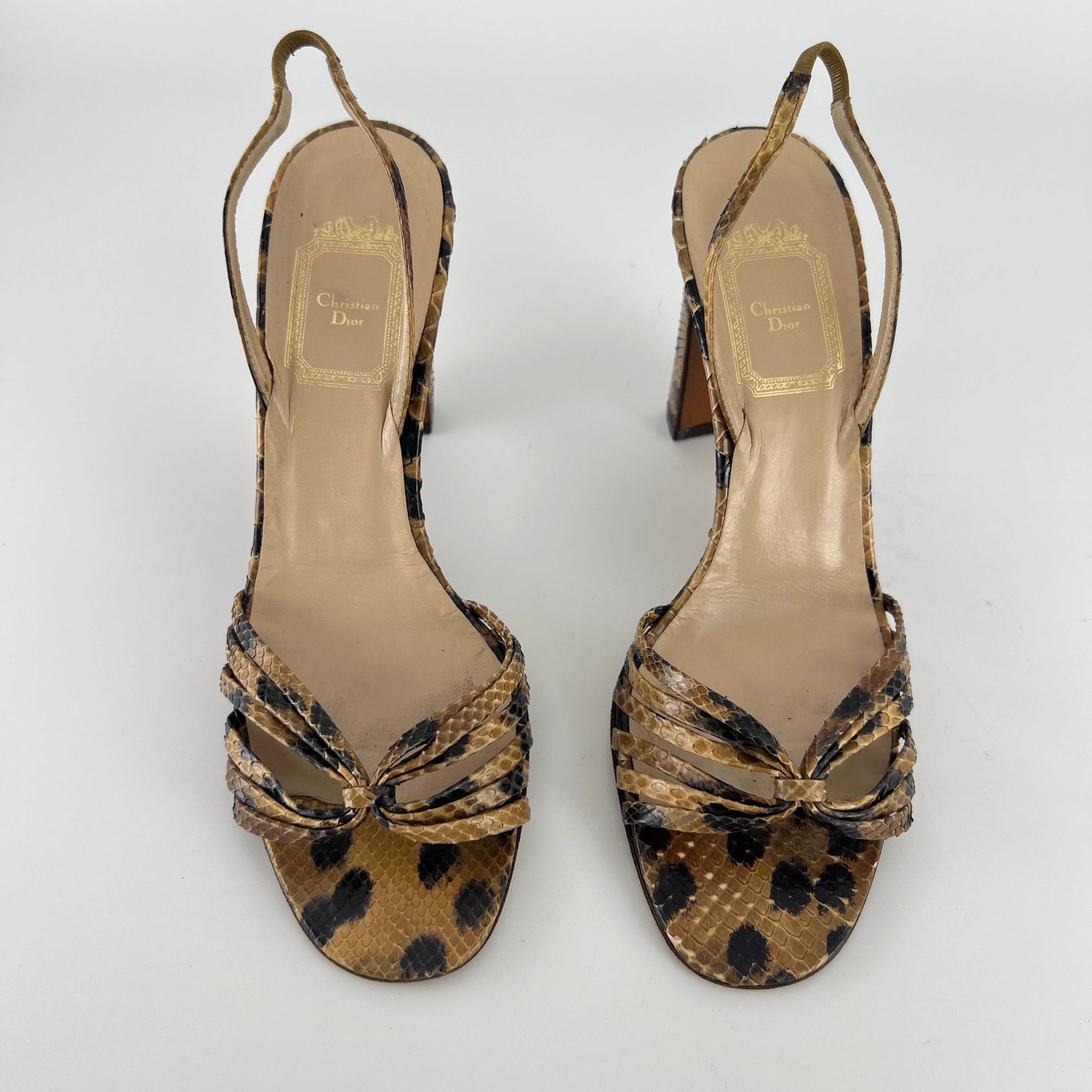 Dior | Vintage Snake Leather Animal Print Slingback Sandal Heels (37.5)