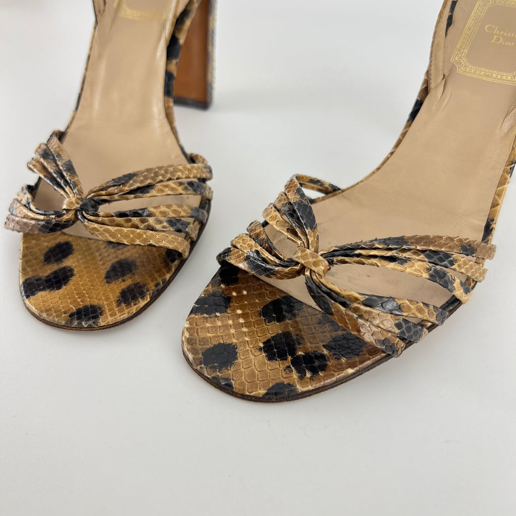 Dior | Vintage Snake Leather Animal Print Slingback Sandal Heels (37.5)
