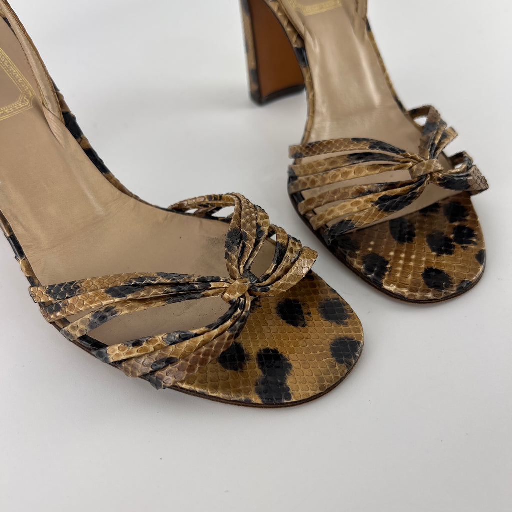 Dior | Vintage Snake Leather Animal Print Slingback Sandal Heels (37.5)