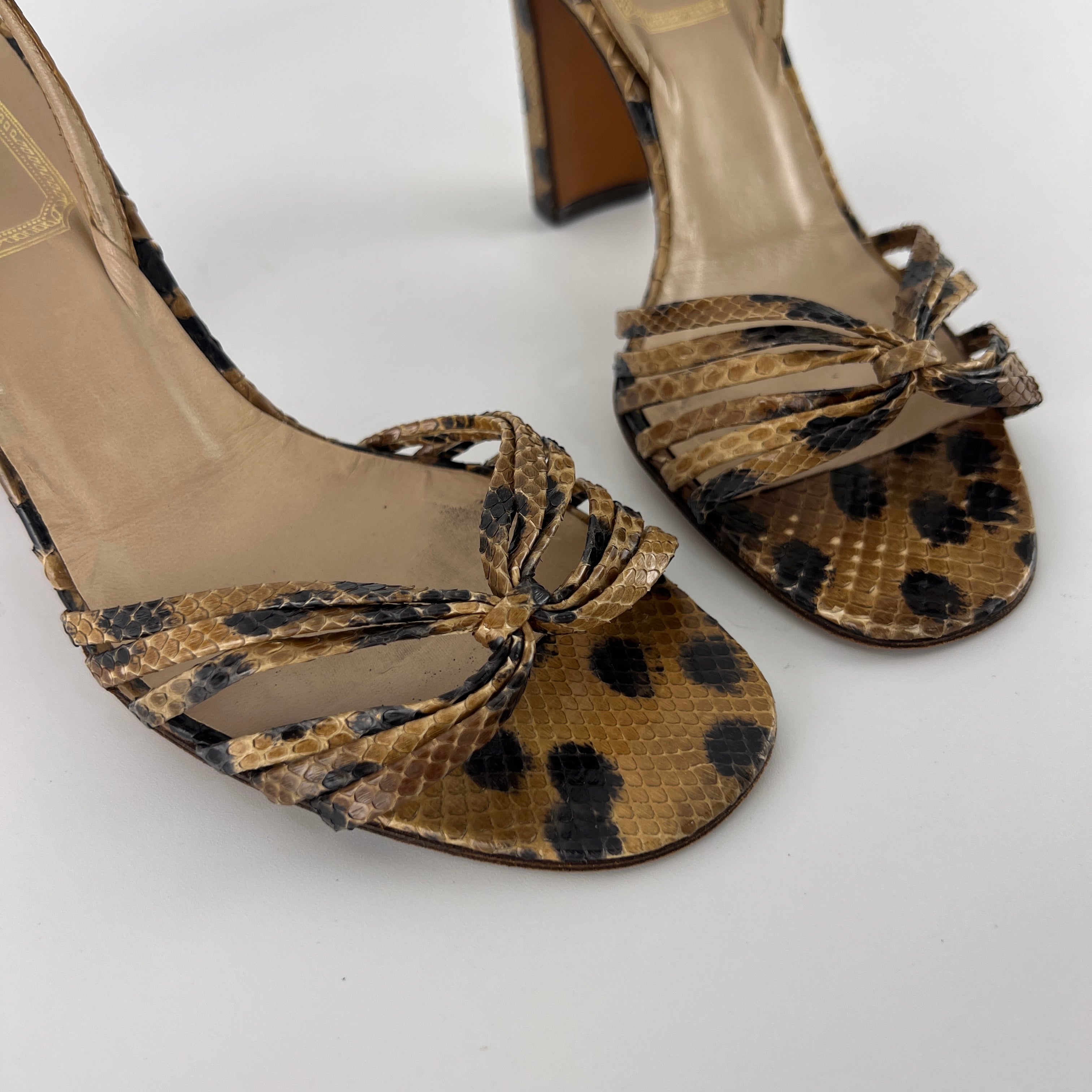 Dior | Vintage Snake Leather Animal Print Slingback Sandal Heels (37.5)