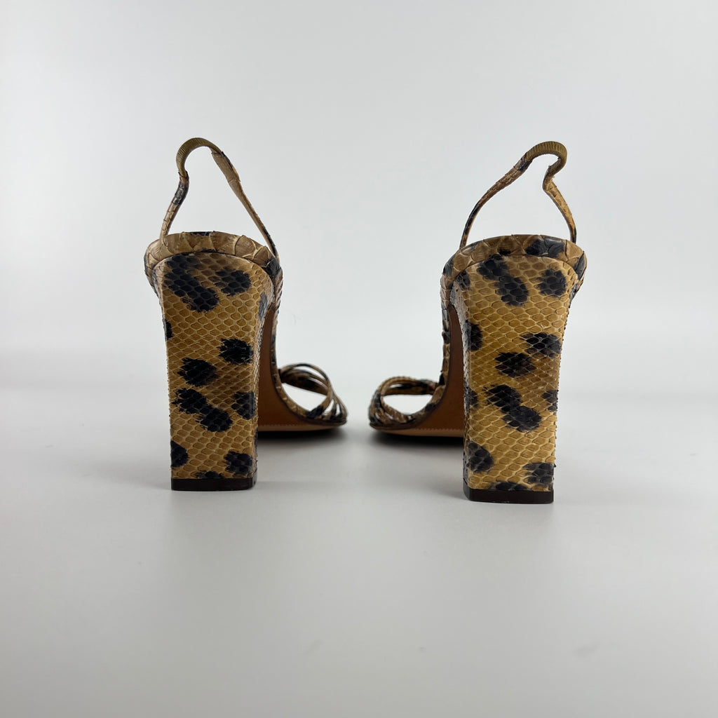Dior | Vintage Snake Leather Animal Print Slingback Sandal Heels (37.5)