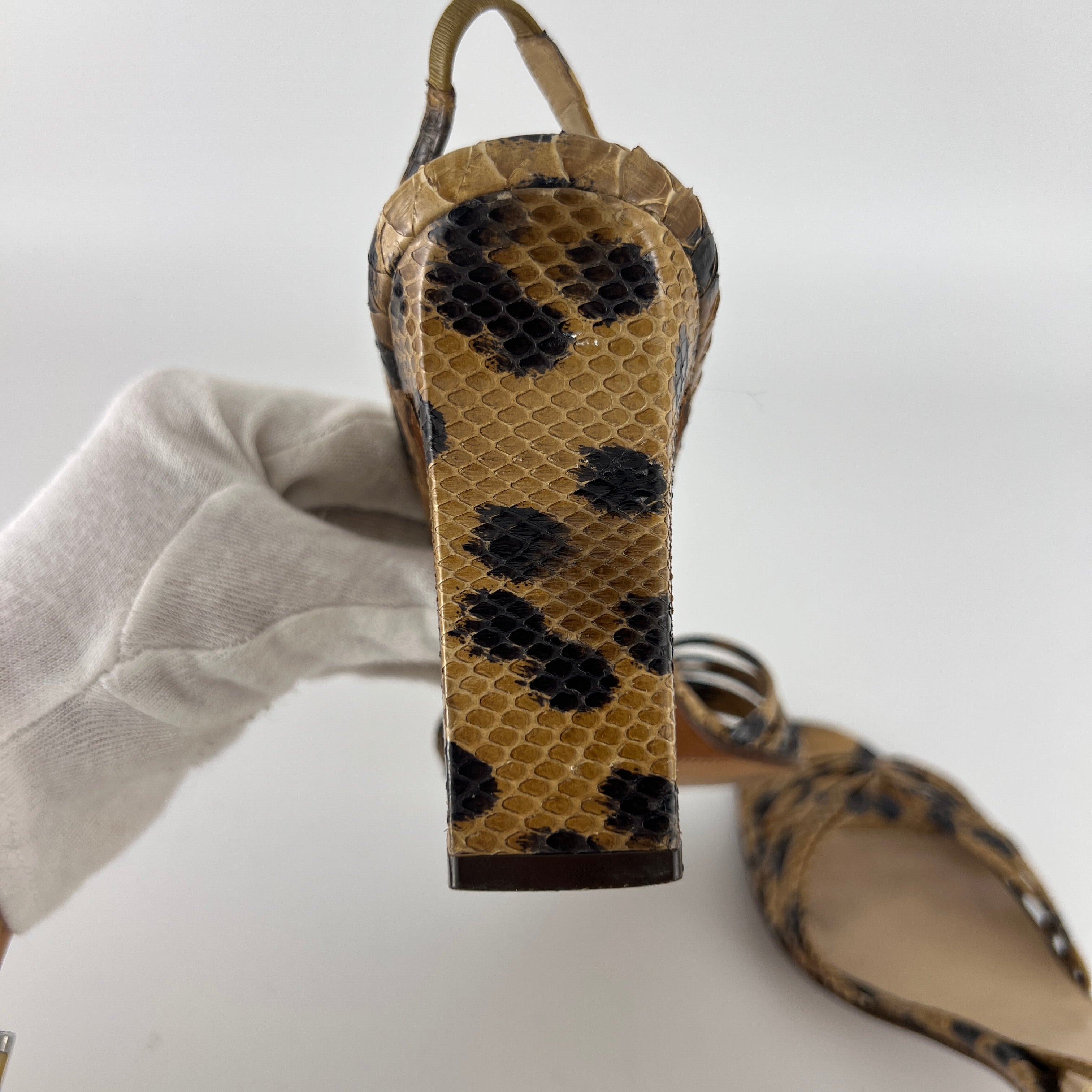 Dior | Vintage Snake Leather Animal Print Slingback Sandal Heels (37.5)