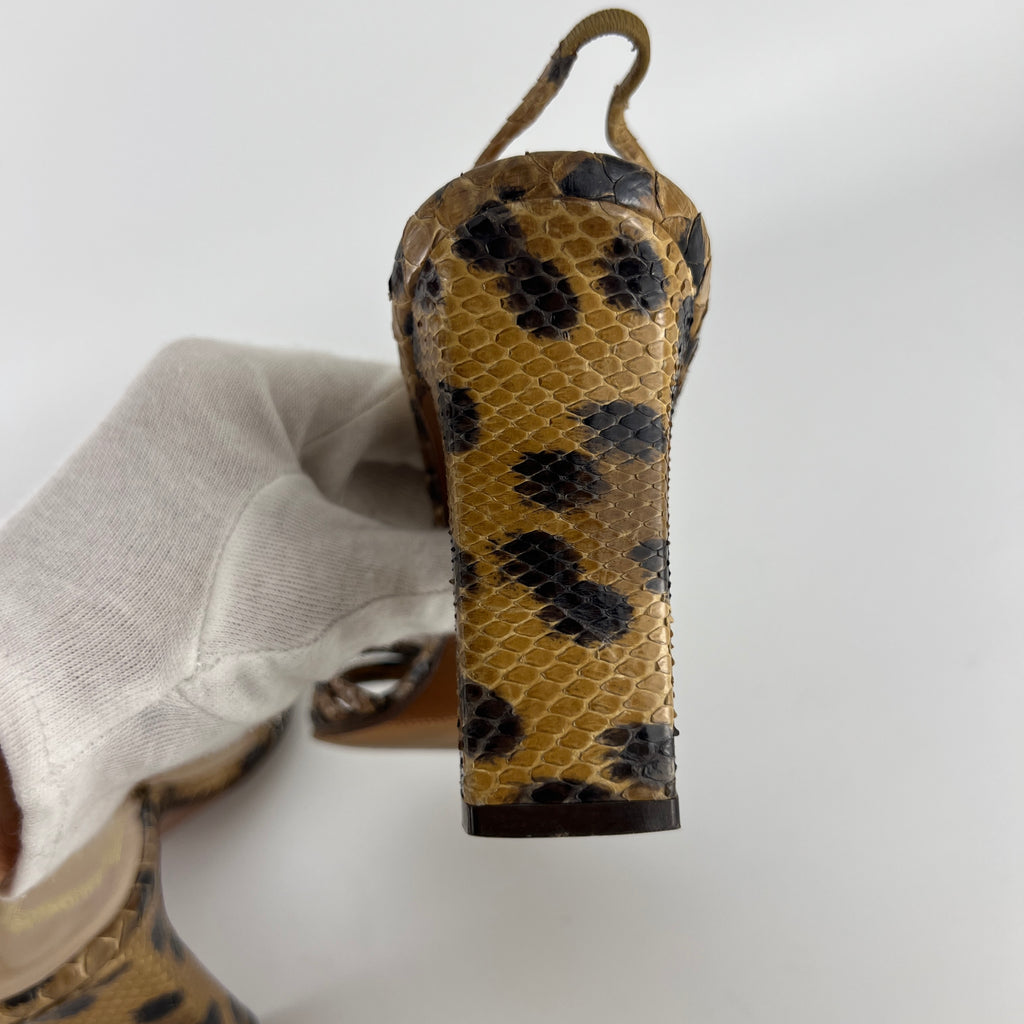 Dior | Vintage Snake Leather Animal Print Slingback Sandal Heels (37.5)