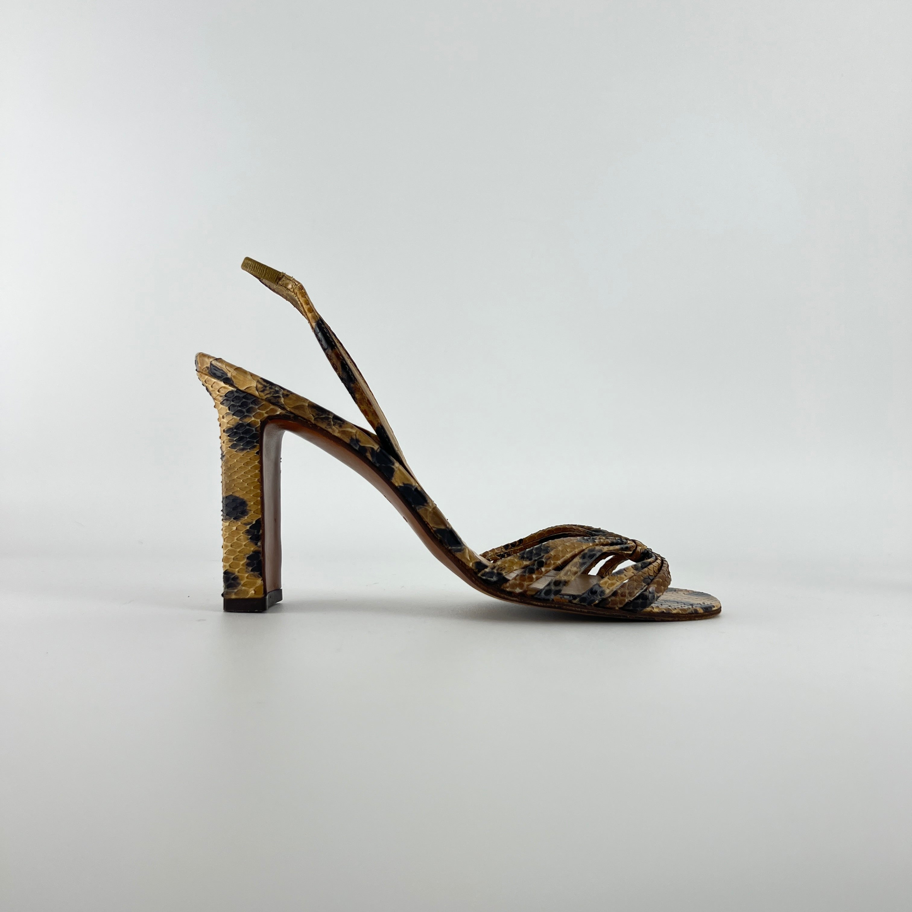 Dior | Vintage Snake Leather Animal Print Slingback Sandal Heels (37.5)