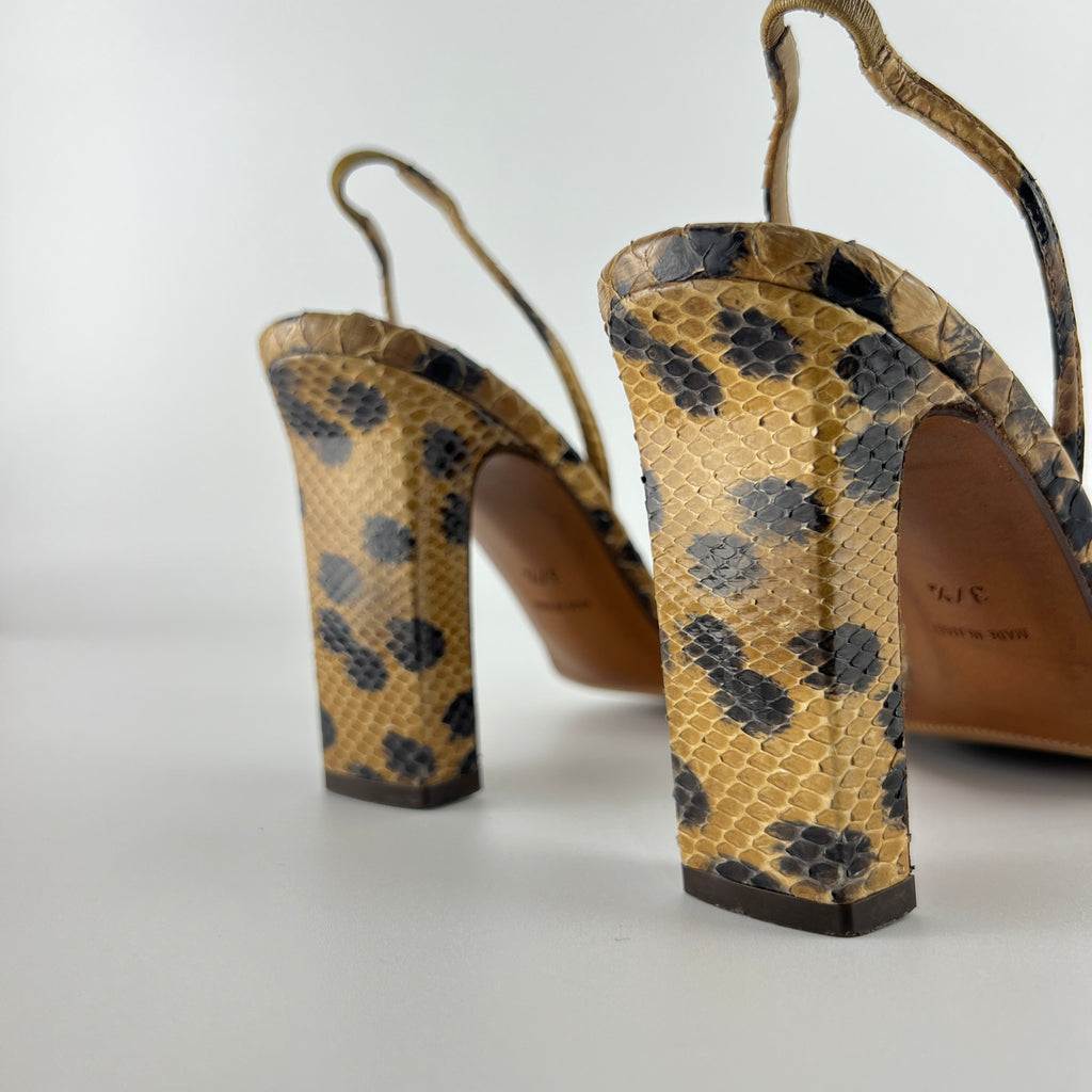 Dior | Vintage Snake Leather Animal Print Slingback Sandal Heels (37.5)