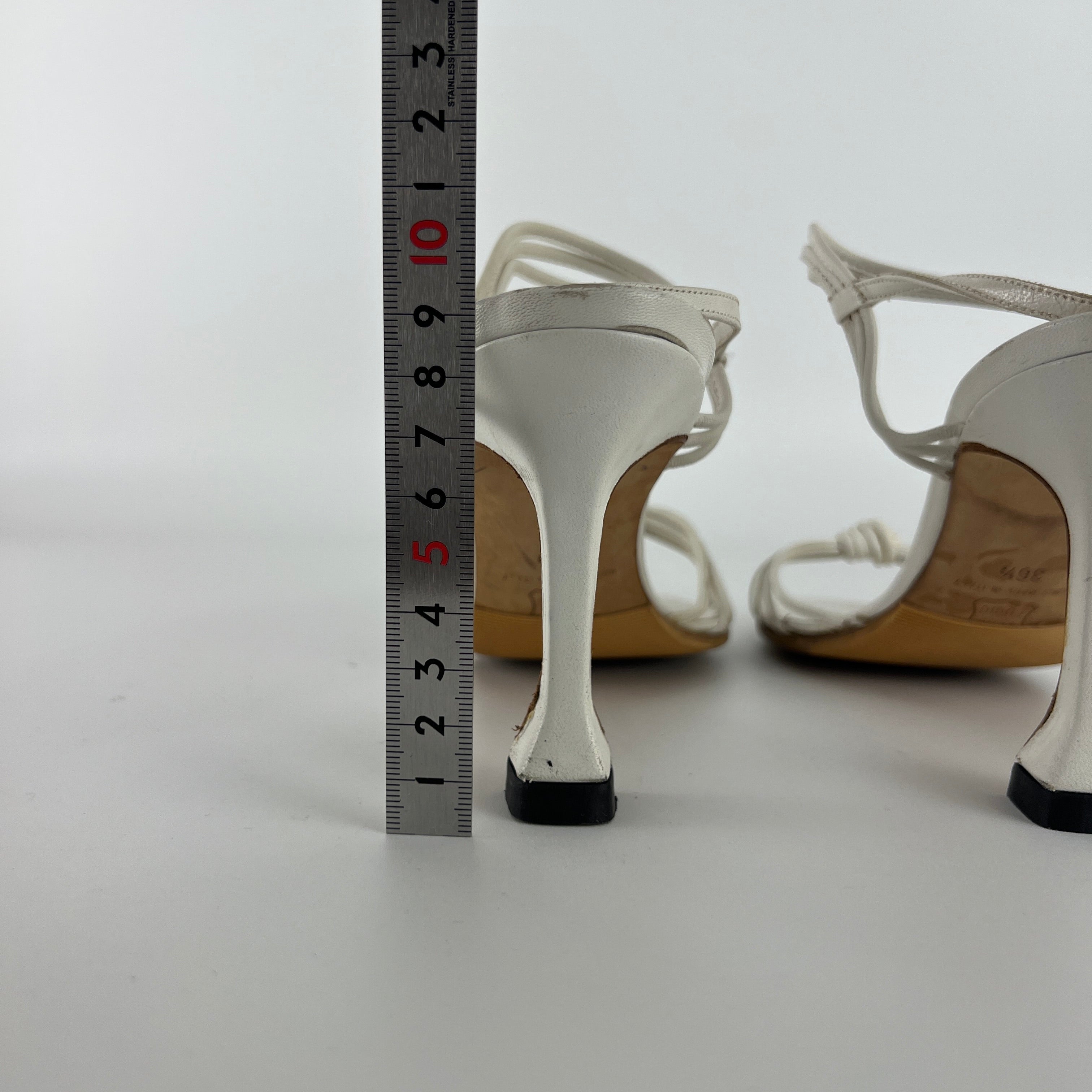 Manolo Blahnik | White Leather Strappy Knot Sandal Heels (36.5)