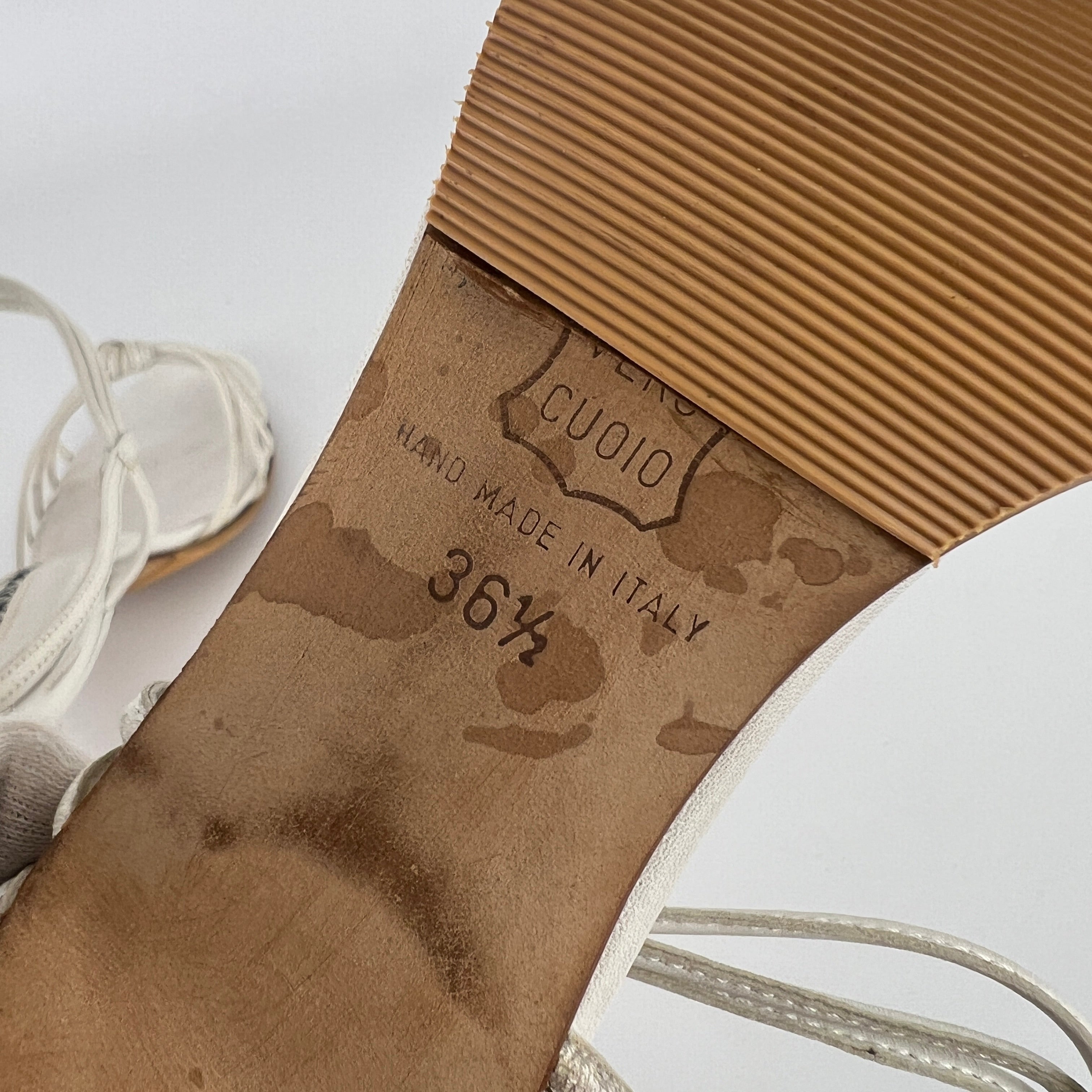 Manolo Blahnik | White Leather Strappy Knot Sandal Heels (36.5)