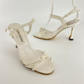 Manolo Blahnik | White Leather Strappy Knot Sandal Heels (36.5)