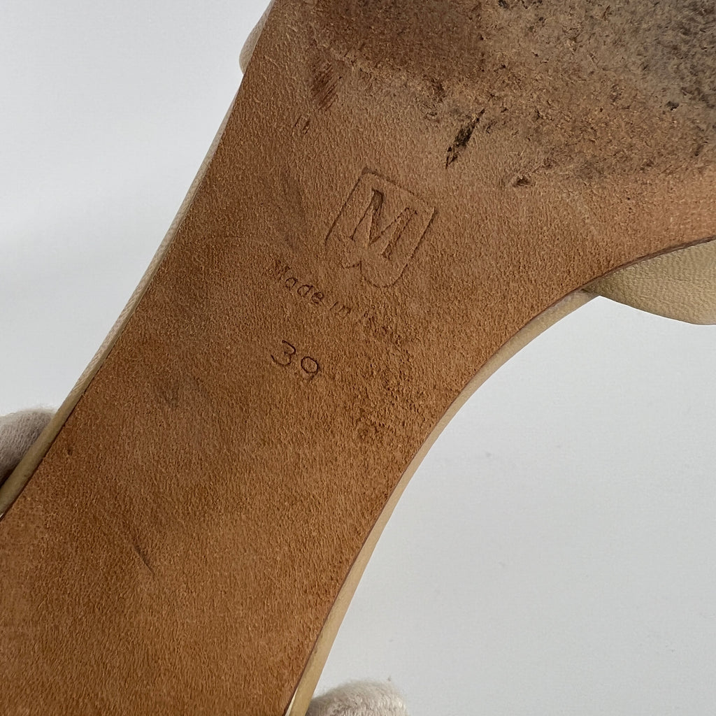 Bruno Magli | Beige Leather Kitten Heel Slide Mules (39)