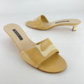Bruno Magli | Beige Leather Kitten Heel Slide Mules (39)