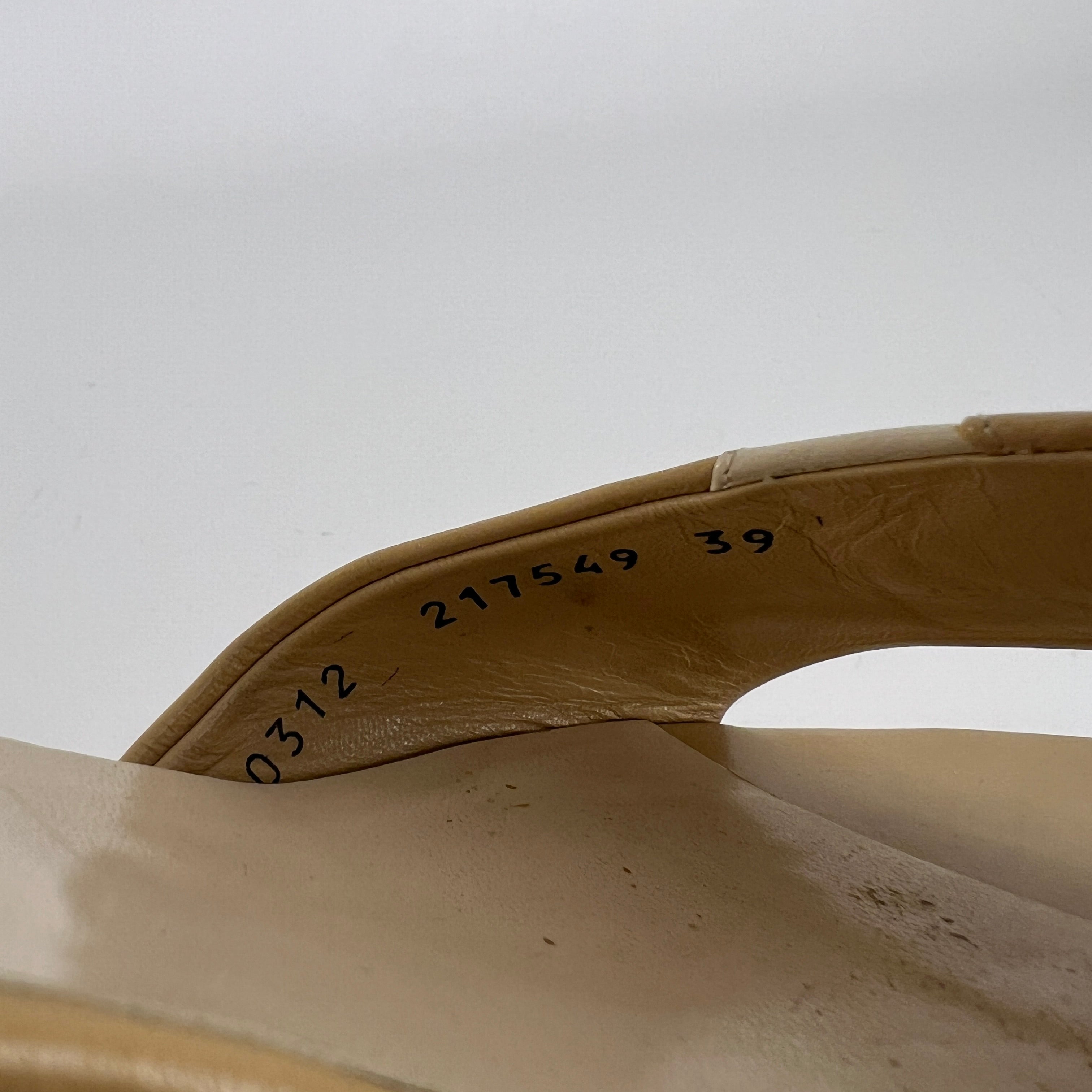 Bruno Magli | Beige Leather Kitten Heel Slide Mules (39)